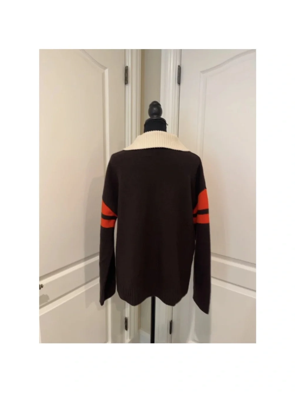 Wales Bonner Red, Black & Cream V-Neck Rugby Sweater